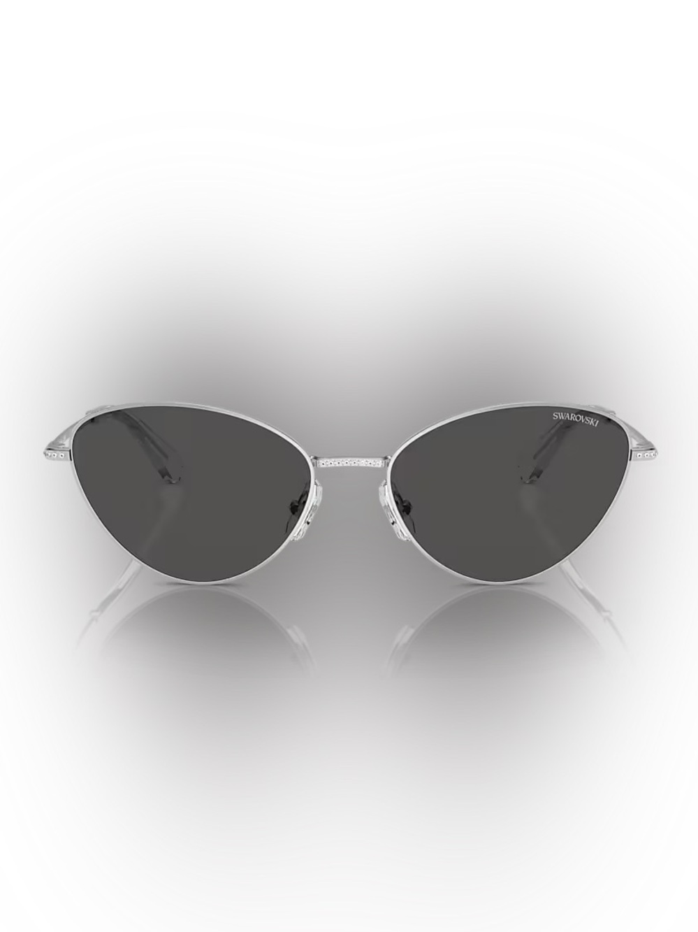 Swarovski Silver Metal Oval Sunglasses with Dark Gray Lenses NWT